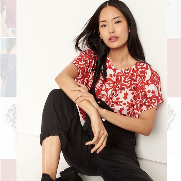 Anthropologie Tops - ⭐️ ANTHROPOLOGIE: Red/Wht Blouse